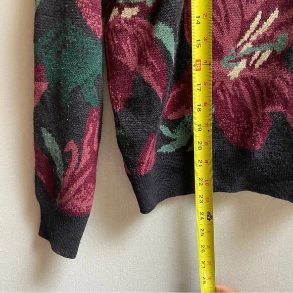 Vintage Jones New York Lambswool button floral sweater cardigan Sz M - Picture 8 of 9